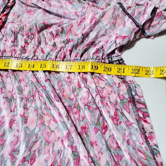 Plus Size 2X 26-28 Babydoll Floral Drawstring Scoop Neck Keyhole Flutter Bottom - Picture 12 of 16